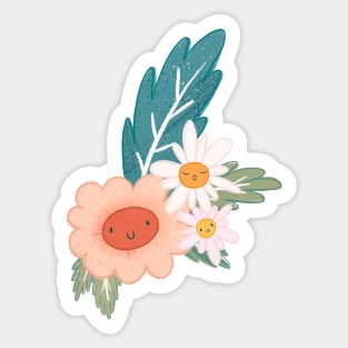 Cute Happy Flower Bunch Sticker